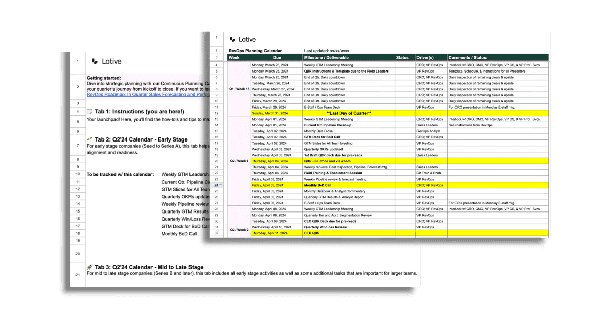 Continuous Planning Calendar