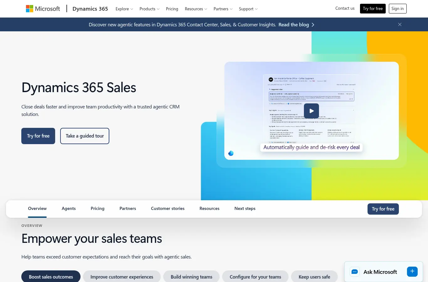 Microsoft Dynamics 365 Sales website