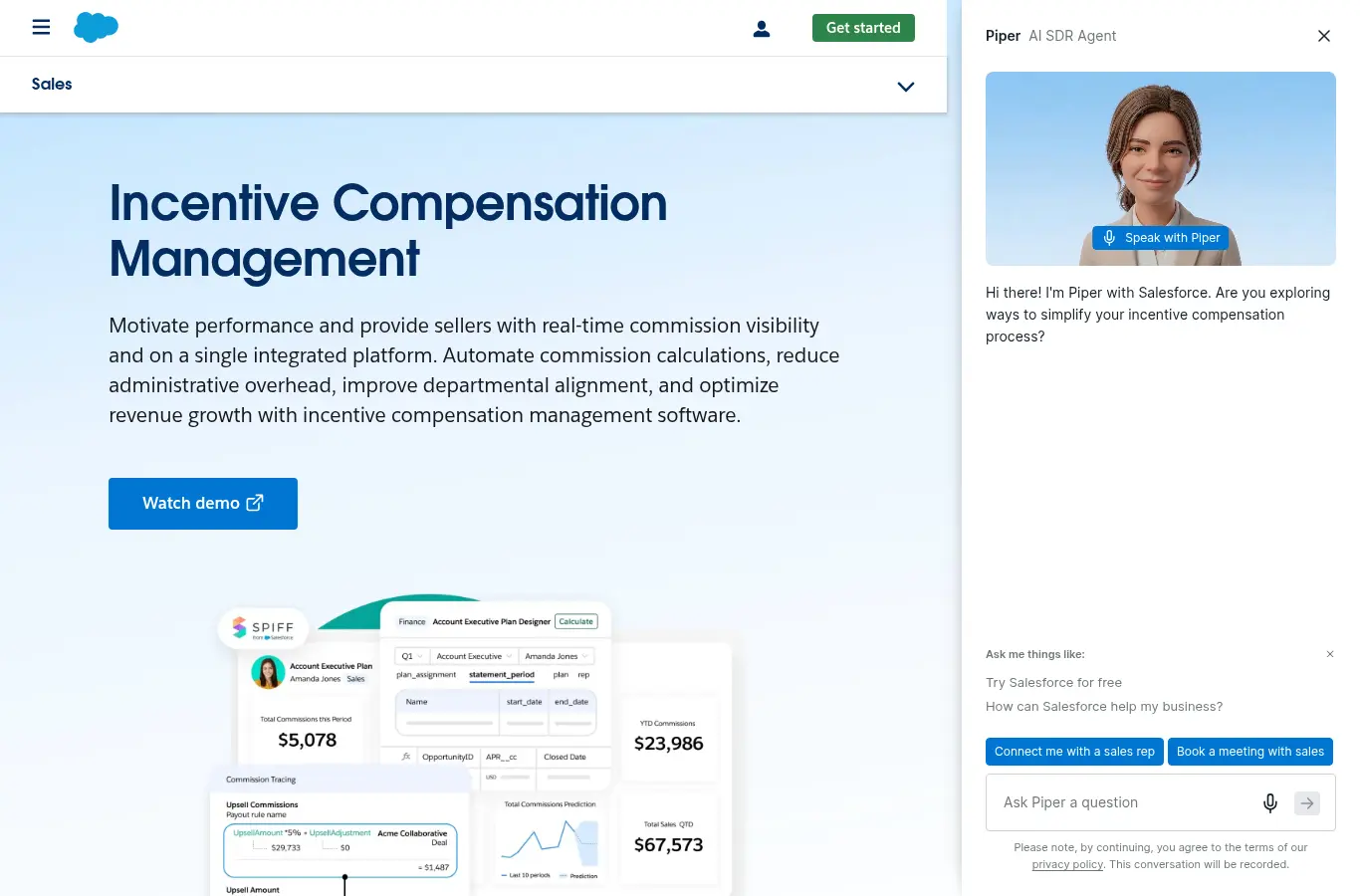 Salesforce Spiff website