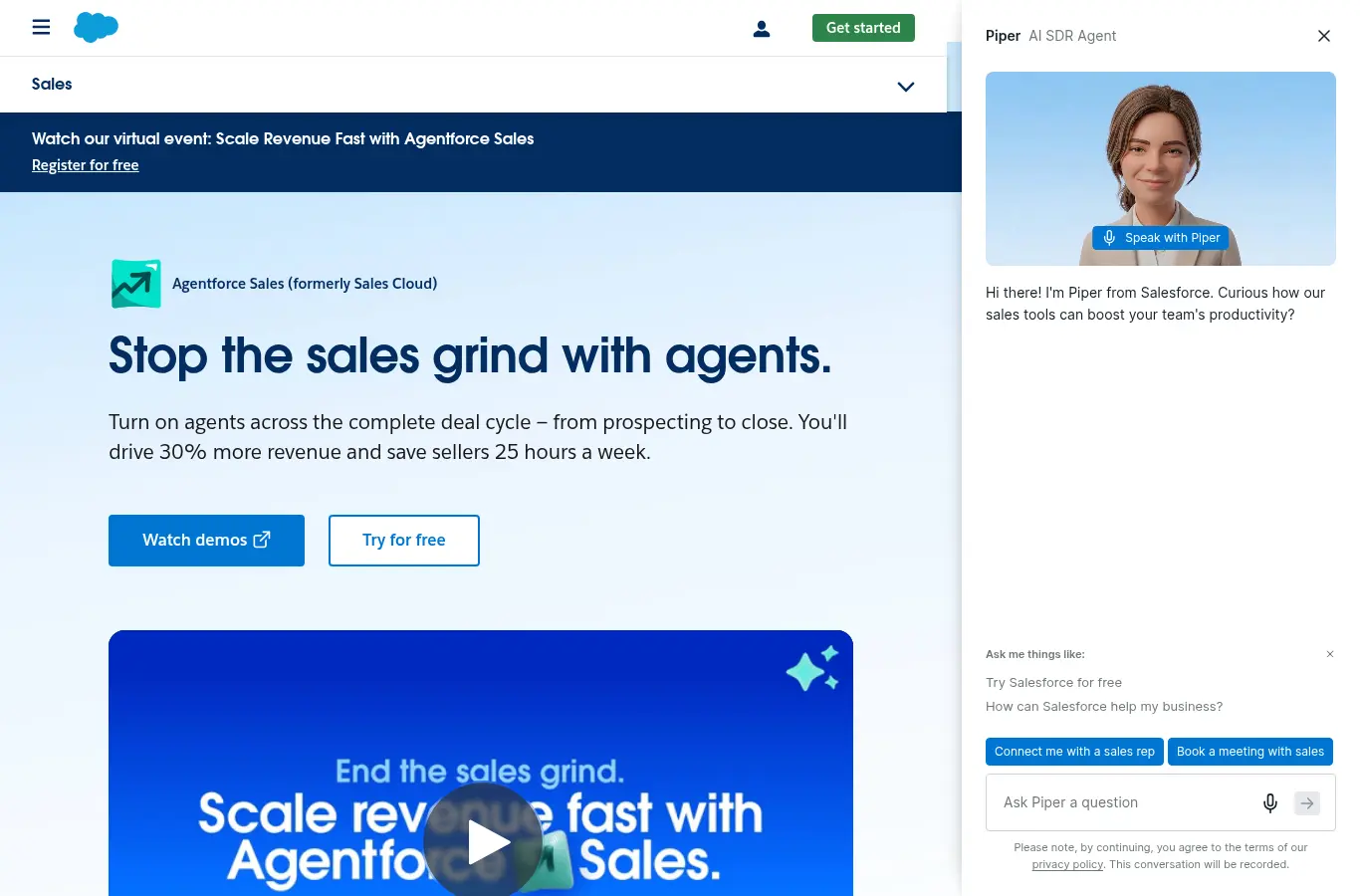 Salesforce Sales Cloud website